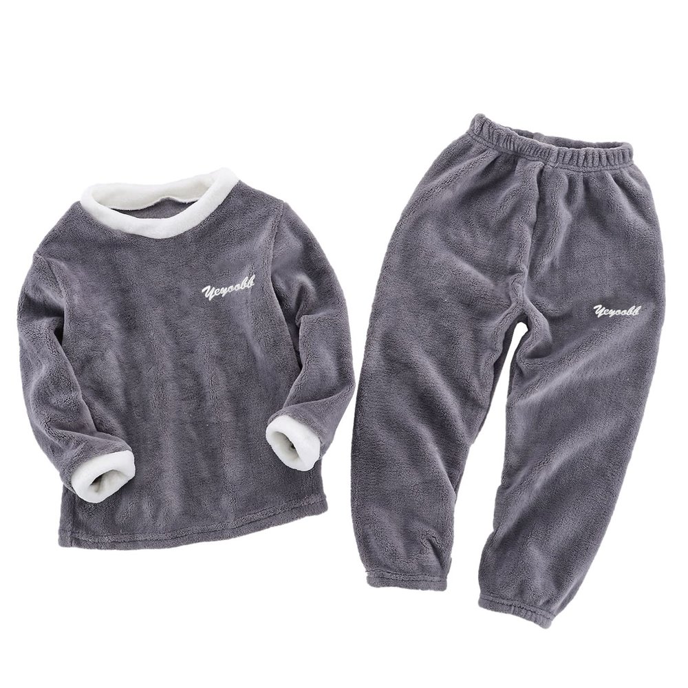 Aislor Toddler Kids Boys Girls Velvet Cute Ear Hoodie Hooded Tracksuit Sweatshirt Pullover Top with Sweatpants Outfit Grey 1 7-8 Years