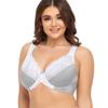 Women's Plus Size Full Coverage Lace Bra Underwire Non Padded Push up Bralette 32H Grey view 1