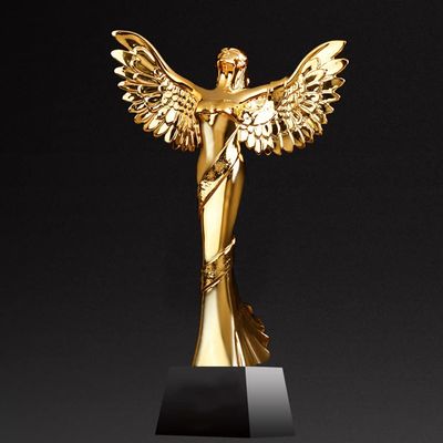 Lady with Wing Achievement Trophy Award Gold Award Trophy Large Award Trophy Cup,Resin Award Trophy for Party, Competitions, Gold Trophy Cup (Color : Gold, Size : 11 * 3.53")