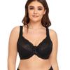 Women's Plus Size Full Coverage Lace Bra Underwire Non Padded Push up Bralette 40D Black view 1