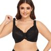 Women's Plus Size Full Coverage Lace Bra Underwire Non Padded Push up Bralette 40D Black view 2