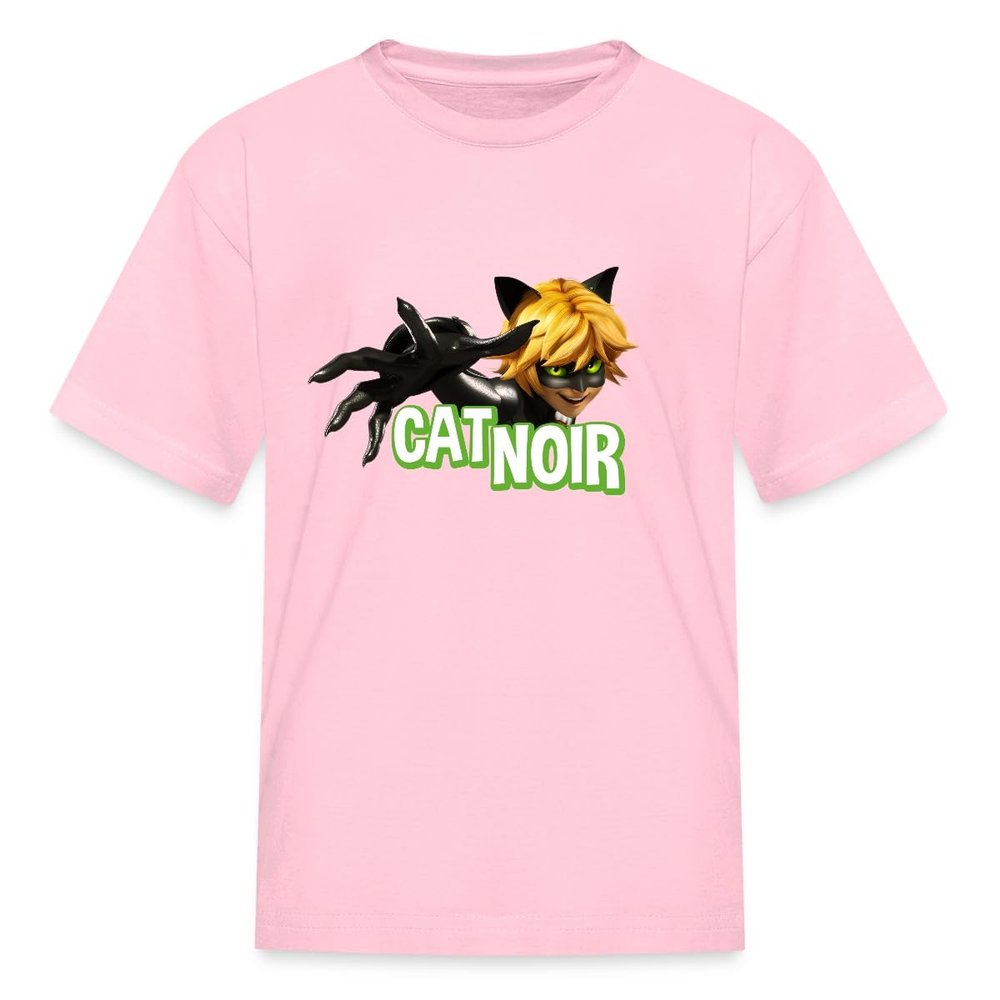 Spreadshirt Miraculous Merchandise Cat Noir Adrien Pose Kid's T-Shirt, XL, Pink