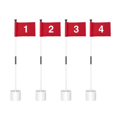 KINGTOP Miniature Golf Flagstick, Practice Putting Green Flags for Yard, Golf Pin Flag Hole Cup Set, 3ft White Flagpole, Indoor | Outdoor, Red Flag Numbered #1 2 3 4, 4-Pack