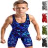 Exxact Sports Digital Camouflage Youth Wrestling Singlet For Boys, Premium Powerlifting Singlet, Kids Wrestling Singlets For Training (YL, Blue Camo) view 1