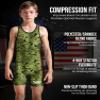 Exxact Sports Digital Camouflage Youth Wrestling Singlet For Boys, Premium Powerlifting Singlet, Kids Wrestling Singlets For Training (YL, Green Camo) view 2