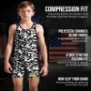 Exxact Sports Digital Camouflage Youth Wrestling Singlet For Boys, Premium Powerlifting Singlet, Kids Wrestling Singlets For Training (YS, White/Black Camo) view 2