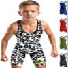 Exxact Sports Digital Camouflage Youth Wrestling Singlet For Boys, Premium Powerlifting Singlet, Kids Wrestling Singlets For Training (YL, White/Black Camo) view 1