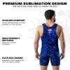 Exxact Sports Digital Camouflage Men's Wrestling Singlet, High-Performance Powerlifting Singlet, Wrestling Singlets for Men (AM, Blue Camo) view 3