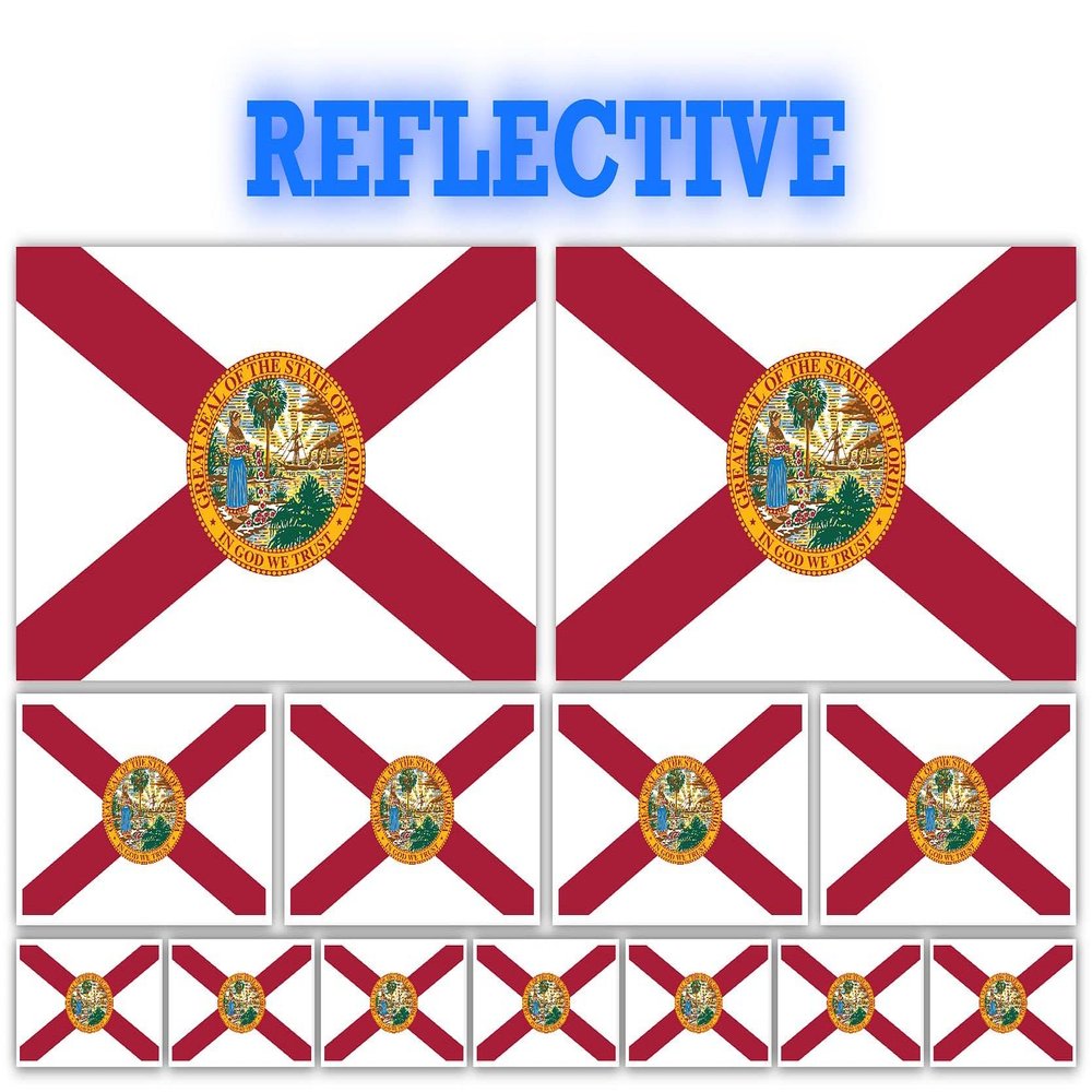 13 Pack Florida Flags | (x2) 4x2 inch, (x4) 2x1 inch, (x7) 1x.5 inch Flag Stickers | Country State Flags Pack Stickers for Cars, Trucks, Laptops, Bikes, Toolboxes, Skateboards, Windows and More