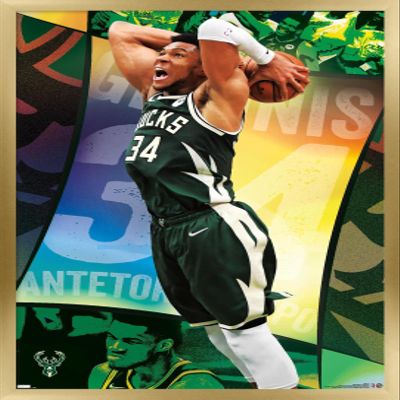 NBA Milwaukee Bucks - Giannis Antetokounmpo 21 Wall Poster, 22.4L" x 14.7W", Gold Framed Version