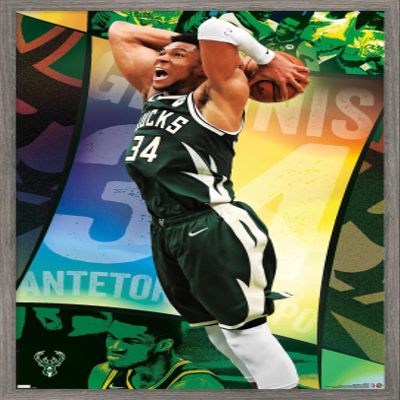 NBA Milwaukee Bucks - Giannis Antetokounmpo 21 Wall Poster, 34L" x 22.4W", Barnwood Framed Version