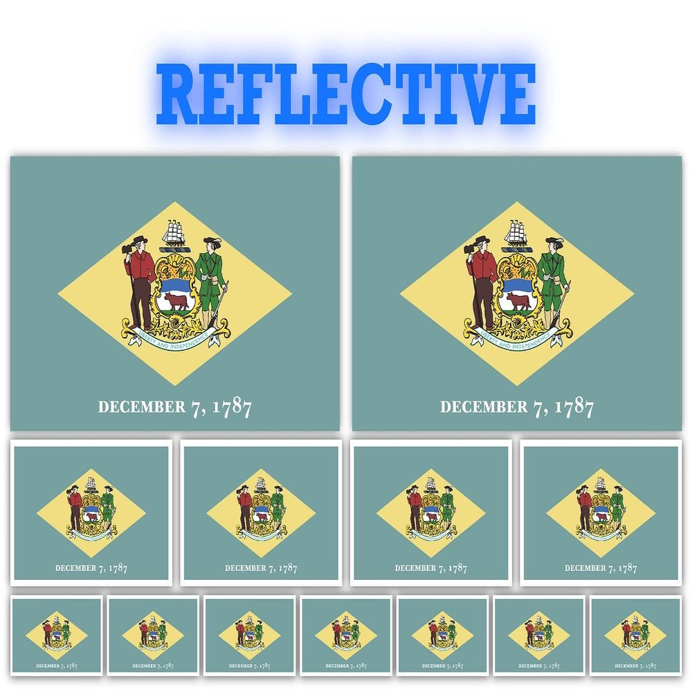 13 Pack Delaware Flags | (x2) 4x2 inch, (x4) 2x1 inch, (x7) 1x.5 inch Flag Stickers | Country State Flags Pack Stickers for Cars, Trucks, Laptops, Bikes, Toolboxes, Skateboards, Windows and More