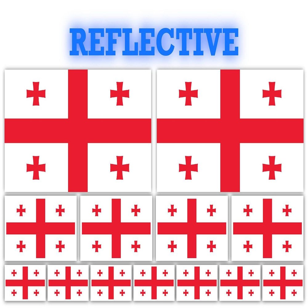 13 Pack Georgia Country Flags | (x2) 4x2 inch, (x4) 2x1 inch, (x7) 1x.5 inch flag stickers | Country State Flags Pack Stickers for Cars, Trucks, Laptops, Bikes, Toolboxes, Skateboards, Windows and More