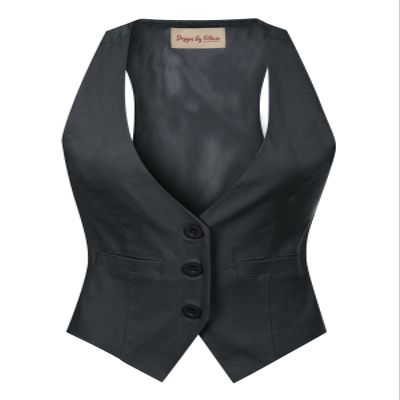 Design by Olivia Women's Dressy Casual Versatile Racerback Vest Three Button Tuxedo Suit Waistcoat Charcoal L