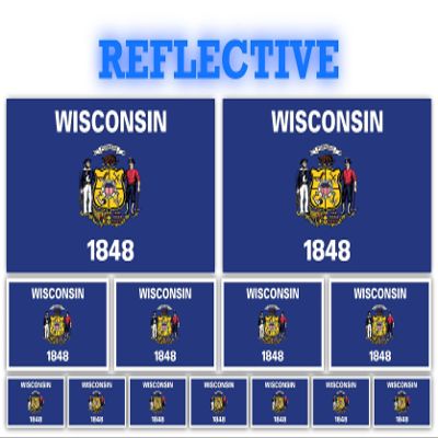 13 Pack Wisconsin Flags | (x2) 4x2 inch, (x4) 2x1 inch, (x7) 1x.5 inch Flag Stickers | Country State Flags Pack Stickers for Cars, Trucks, Laptops, Bikes, Toolboxes, Skateboards, Windows and More