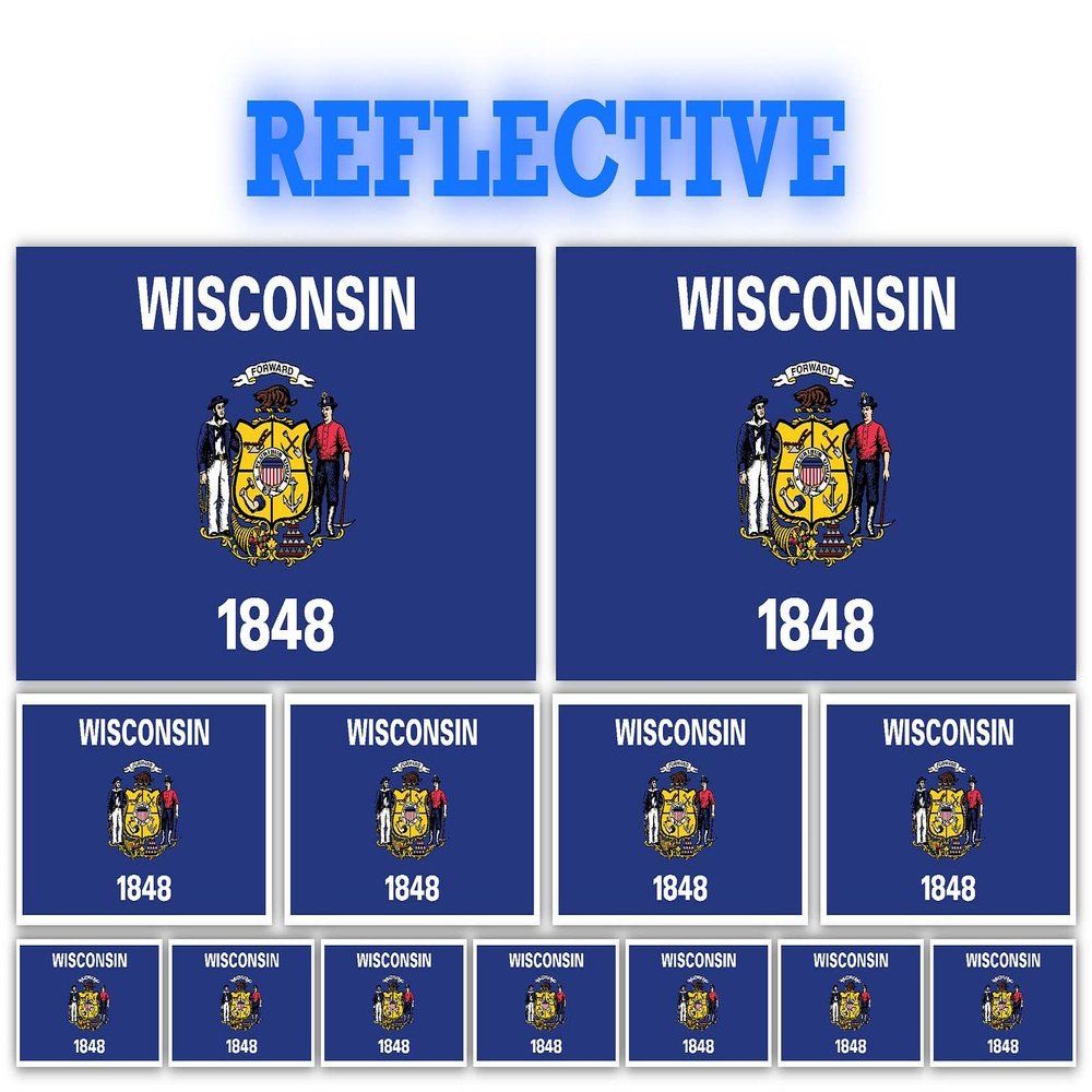 13 Pack Wisconsin Flags | (x2) 4x2 inch, (x4) 2x1 inch, (x7) 1x.5 inch Flag Stickers | Country State Flags Pack Stickers for Cars, Trucks, Laptops, Bikes, Toolboxes, Skateboards, Windows and More