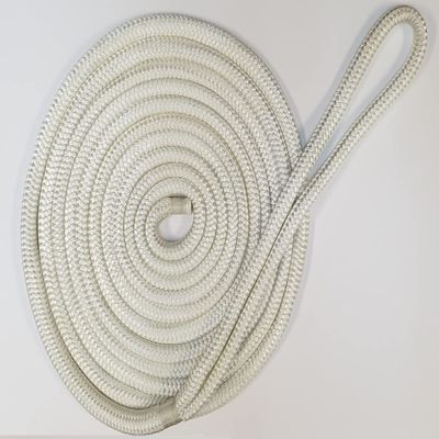 Double Braid Nylon Dockline - Made in USA (3/4" x 60ft, White)