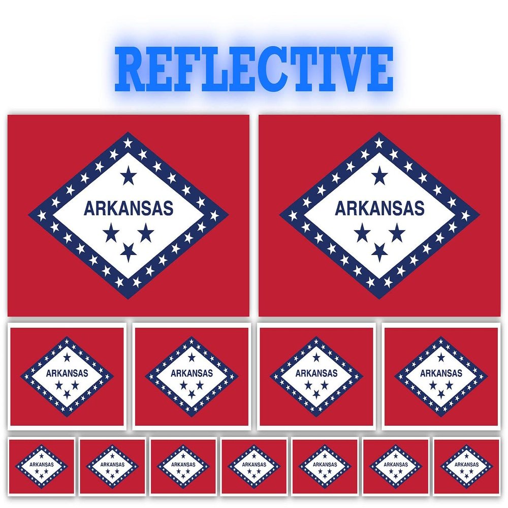 13 Pack Arkansas Flags | (x2) 4x2 inch, (x4) 2x1 inch, (x7) 1x.5 inch Flag Stickers | Country State Flags Pack Stickers for Cars, Trucks, Laptops, Bikes, Toolboxes, Skateboards, Windows and More