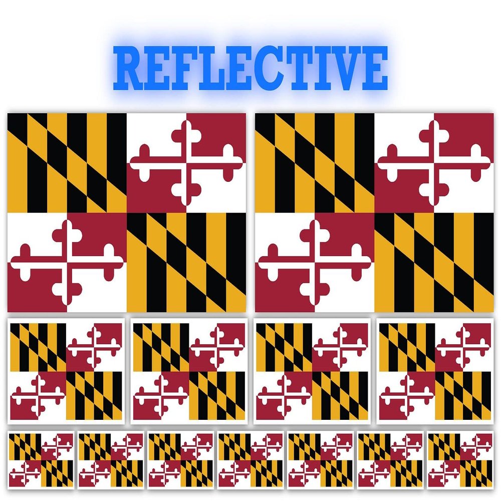13 Pack Maryland Flags | (x2) 4x2 inch, (x4) 2x1 inch, (x7) 1x.5 inch Flag Stickers | Country State Flags Pack Stickers for Cars, Trucks, Laptops, Bikes, Toolboxes, Skateboards, Windows and More
