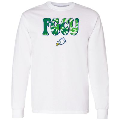 AL1346 - FGCU Eagles Tie Dye Type Long Sleeve T Shirt - Medium - White