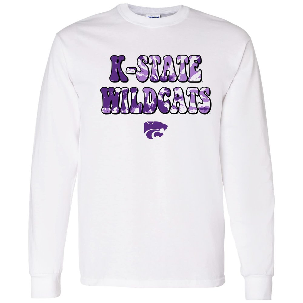 UGP Campus Apparel AL1346 - Kansas State Wildcats Tie Dye Type Long Sleeve T Shirt - Large - White
