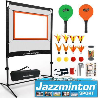 Jazzminton-Sport The Original Paddle Game with Net for Indoors & Outdoors Active, Joint-Friendly Family Fun Like Badminton, Pickleball & Tennis with a Twist