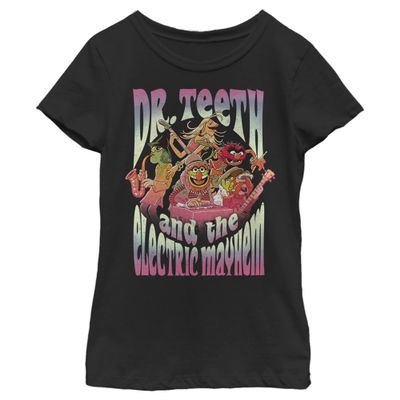 Fifth Sun Disney Muppets DR Teeth Band Girls Short Sleeve Tee Shirt, Black, X-Large