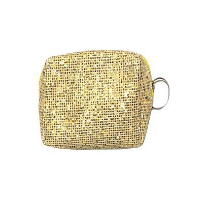 Occasions Gift Giving 4" Sequin Sparkle Mini Cosmetic Bag/Coin Purse with Key Ring (Light Gold)