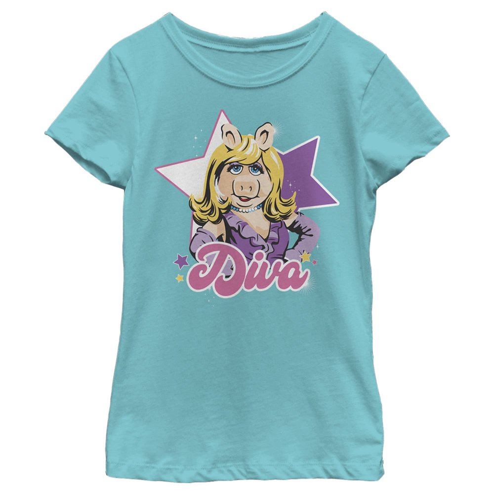 Fifth Sun Disney Muppets Diva Piggy Girls Short Sleeve Tee Shirt, Tahiti Blue, Large