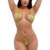 easyforever Women Halter Micro Triangle Thong Bikini Swimsuit Two Piece Extreme Swimsuits Swimwear Fluorescent Green One Size view 1