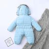 0-24 Months Infant Baby Padded Romper Jacket Girls Snowsuit Hooded Warm Outerwear Jacket Jumpsuit Coat Sky Blue view 2