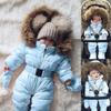 0-24 Months Infant Baby Padded Romper Jacket Girls Snowsuit Hooded Warm Outerwear Jacket Jumpsuit Coat Sky Blue view 3