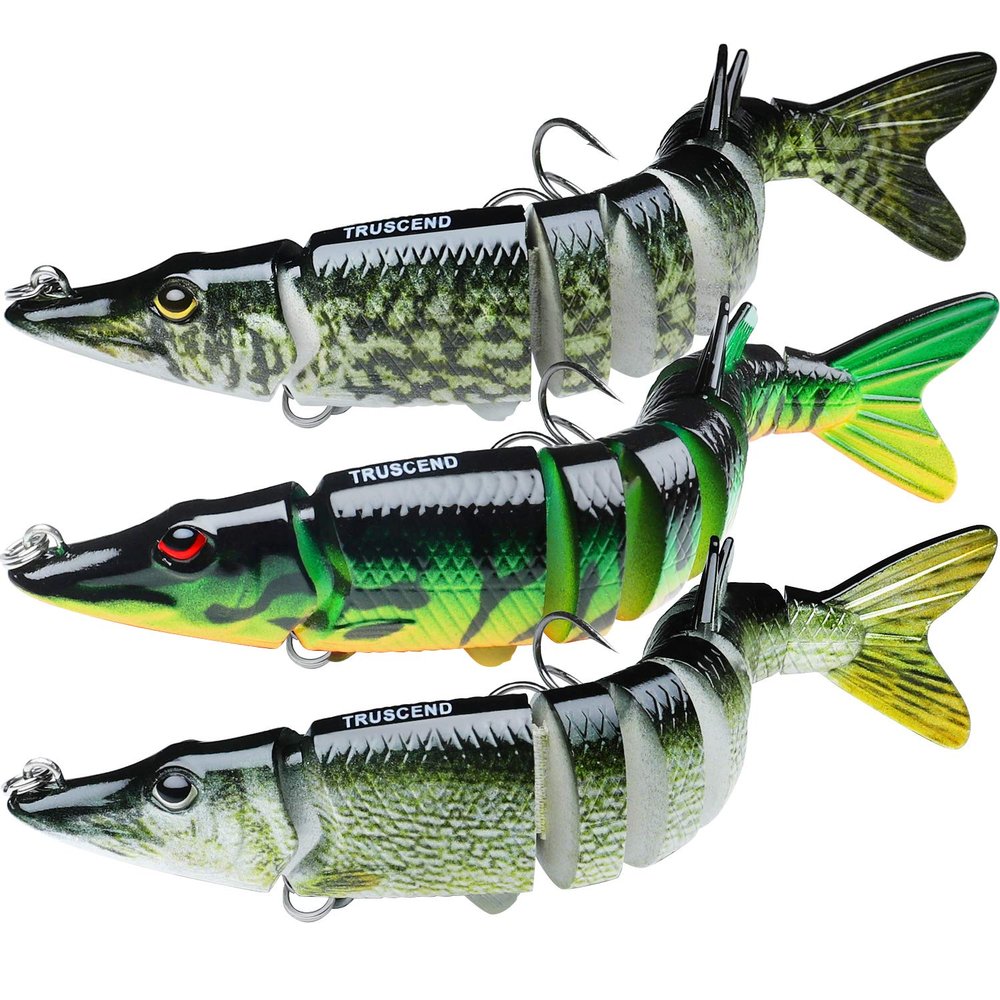 TRUSCEND Swimmax Fishing Lures with BKK Hook Easy Catch: Wiggling, Vibrating, Rattling Gurgling, Heavy-Duty Dyneema Fiber Jointed Swimbaits for Bass, Trout, Walleye, CrappieIdeal for Family Fishing