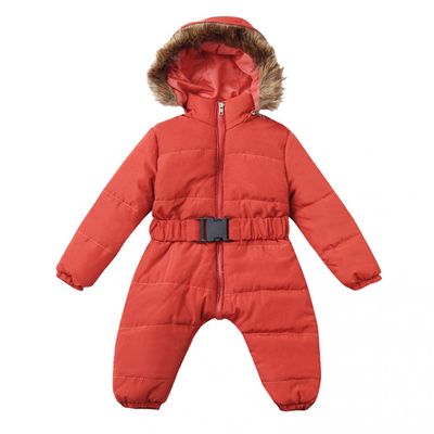 0-24 Months Infant Baby Padded Romper Jacket Girls Snowsuit Hooded Warm Outerwear Jacket Jumpsuit Coat Orange