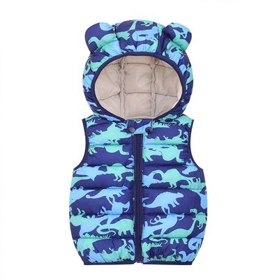 0-4 Years Toddler Baby Bear Ears Hooded Vest Boys Girls Cartoon Windproof Coat Hooded Warm Outerwear Waistcoat Blue