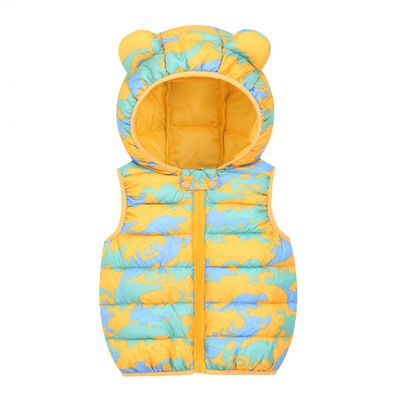 0-4 Years Toddler Baby Bear Ears Hooded Vest Boys Girls Cartoon Windproof Coat Hooded Warm Outerwear Waistcoat Yellow