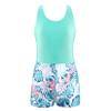 TTAO Kids Girls One Piece Keyhole Back Unitard Jumpsuit Gymnastics Workout Dance Yoga Leotard Bodysuit Green Palm Leaf 4 Years view 1