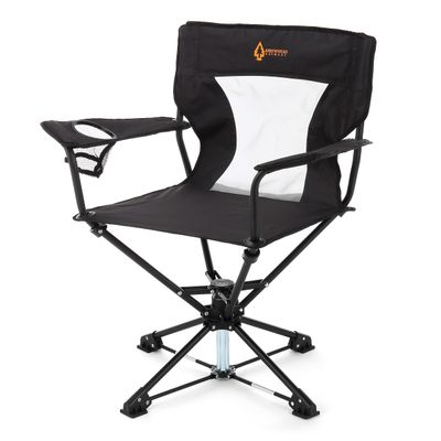 ARROWHEAD OUTDOOR 360 Degree Swivel Hunting Chair w/Armrests, Perfect for Blinds, No Sink Feet, Supports up to 450lbs, Carrying Case, Steel Frame, Fishing, High-Grade 600D Canvas, USA-Based Support,
