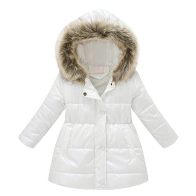 2-11 Years Toddler Baby Kids Girls Winter Long-Sleeved Parkas Hooded Fur Collar Plush Padded Warm Long Padded Jacket