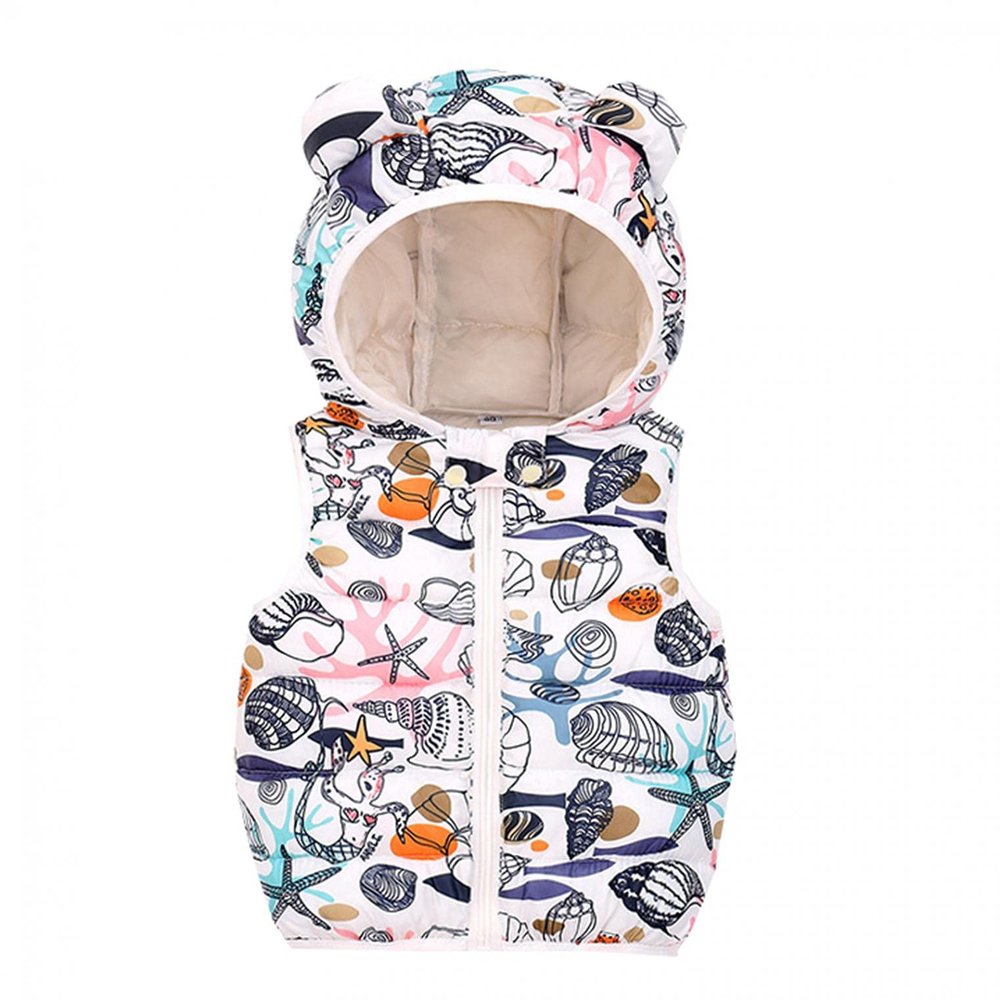 Ikevan 0-4 Years Toddler Baby Bear Ears Hooded Vest Boys Girls Cartoon Windproof Coat Hooded Warm Outerwear Waistcoat