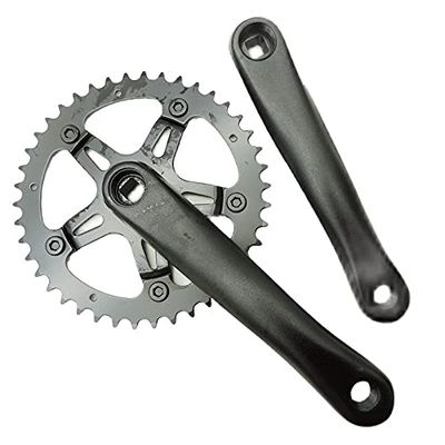 42T Road Bicycle Crankset Single Speed Bike Crank 175mm Fixed Gear Bike Sliver Chainwheel Sprocket Wheel 6061 Aluminum (Black)