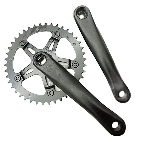42T Road Bicycle Crankset Single Speed Bike Crank 175mm Fixed Gear Bike Sliver Chainwheel Sprocket Wheel 6061 Aluminum (Black)