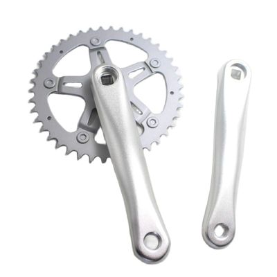 42T Road Bicycle Crankset Single Speed Bike Crank 175mm Fixed Gear Bike Sliver Chainwheel Sprocket Wheel 6061 Aluminum (Silver)