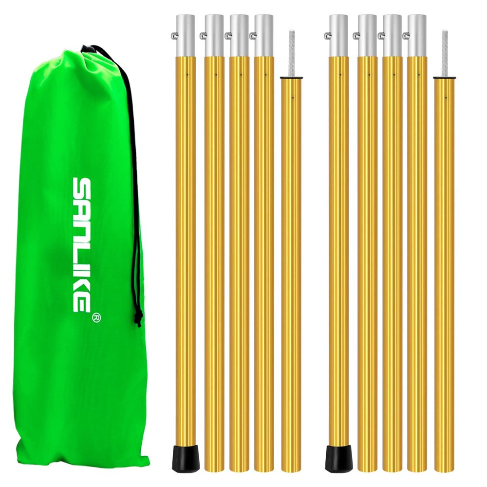 SAN LIKE Aluminum Tent Poles for Tarp & Awnings - 75in Adjustable, Collapsible Poles - 2 Sets (5 Sections)