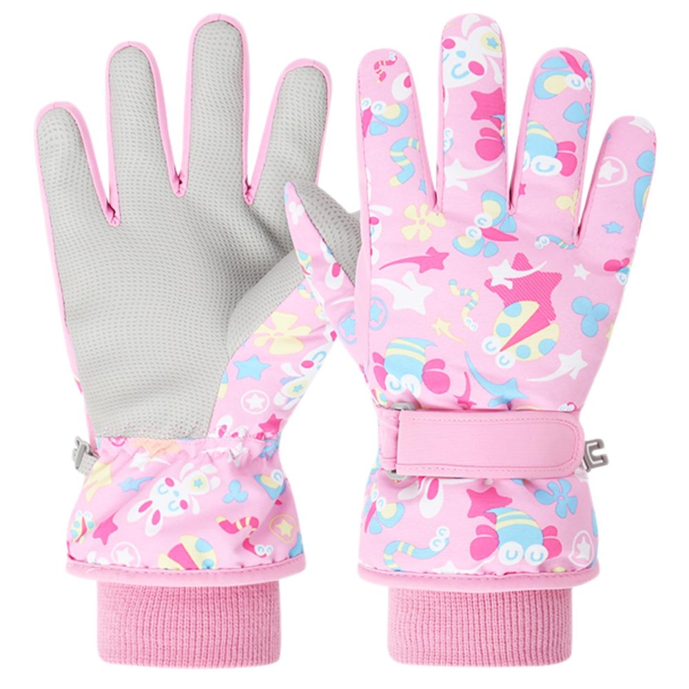 TRIWONDER Kids Ski Gloves, Windproof Winter Gloves Cold Weather Snow Gloves Warm Snowborad Gloves with Soft Lining, Thicken Sports Skiing Gloves for Boys Girls (Pink, M)