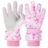 TRIWONDER Kids Ski Gloves, Windproof Winter Gloves Cold Weather Snow Gloves Warm Snowborad Gloves with Soft Lining, Thicken Sports Skiing Gloves for Boys Girls (Pink, M) view 1