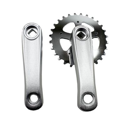 25/28T Children Kids Bicycle Crankset Single Speed Crank Set Square Hole Aluminum Alloy102/114mm Crank Bike Parts (28T 114mm)