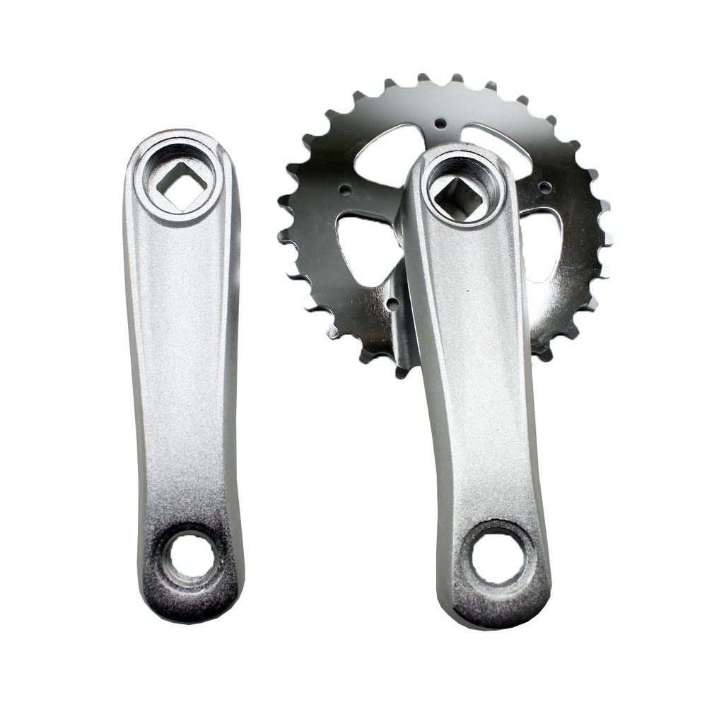 25/28T Children Kids Bicycle Crankset Single Speed Crank Set Square Hole Aluminum Alloy102/114mm Crank Bike Parts (28T 114mm)