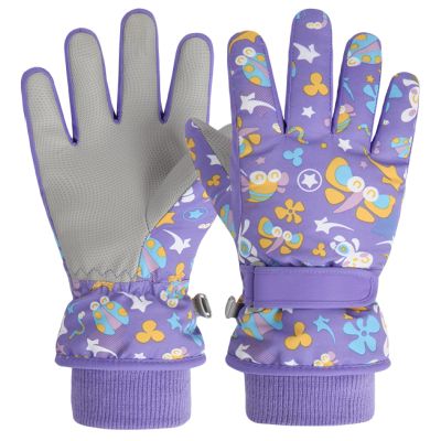 TRIWONDER Kids Ski Gloves, Windproof Winter Gloves Cold Weather Snow Gloves Warm Snowborad Gloves with Soft Lining, Thicken Sports Skiing Gloves for Boys Girls (Purple, L)
