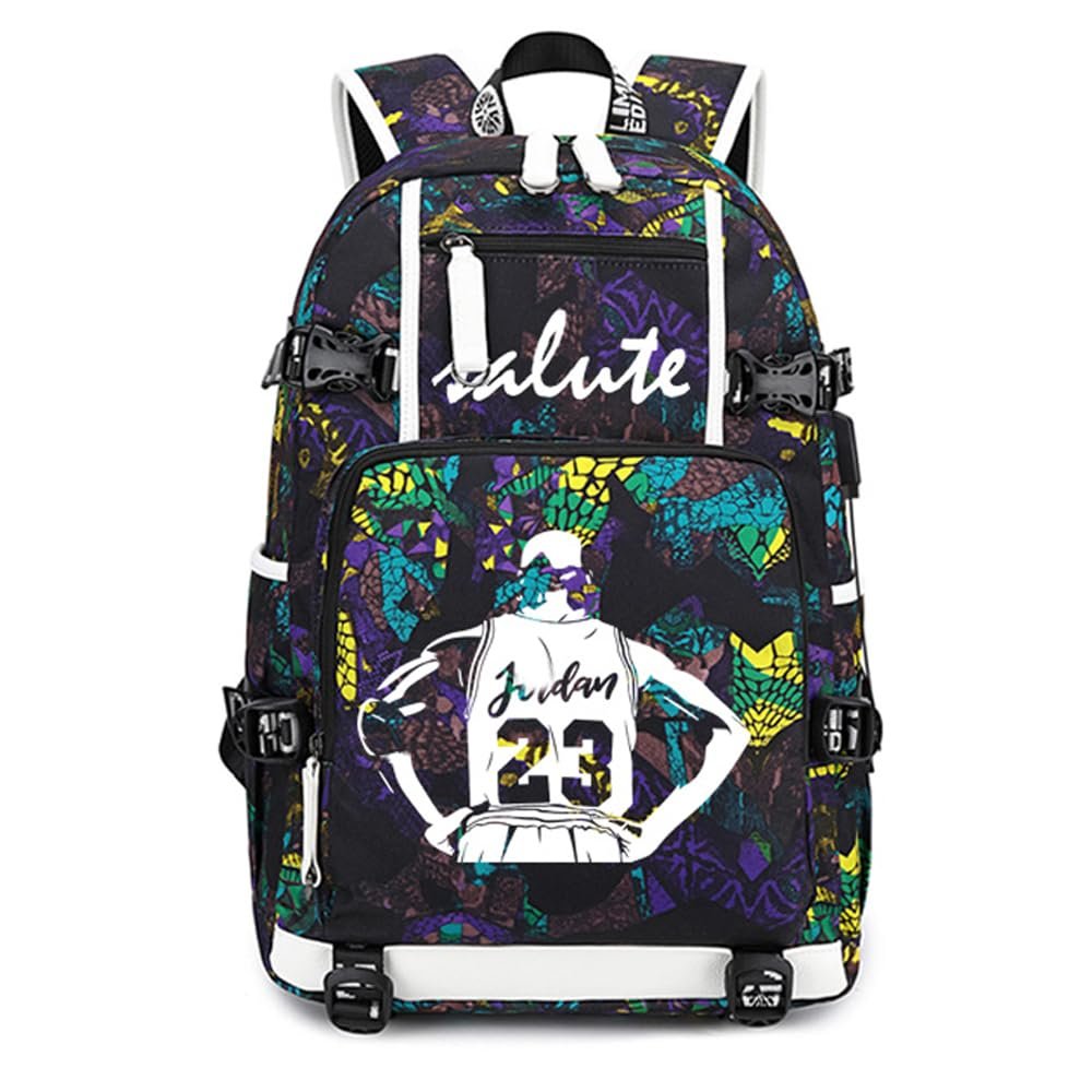 FANwenfeng Basketball Player 23 Luminous Backpack Travel Daypacks Fans Bag for Men Women (Style 5)